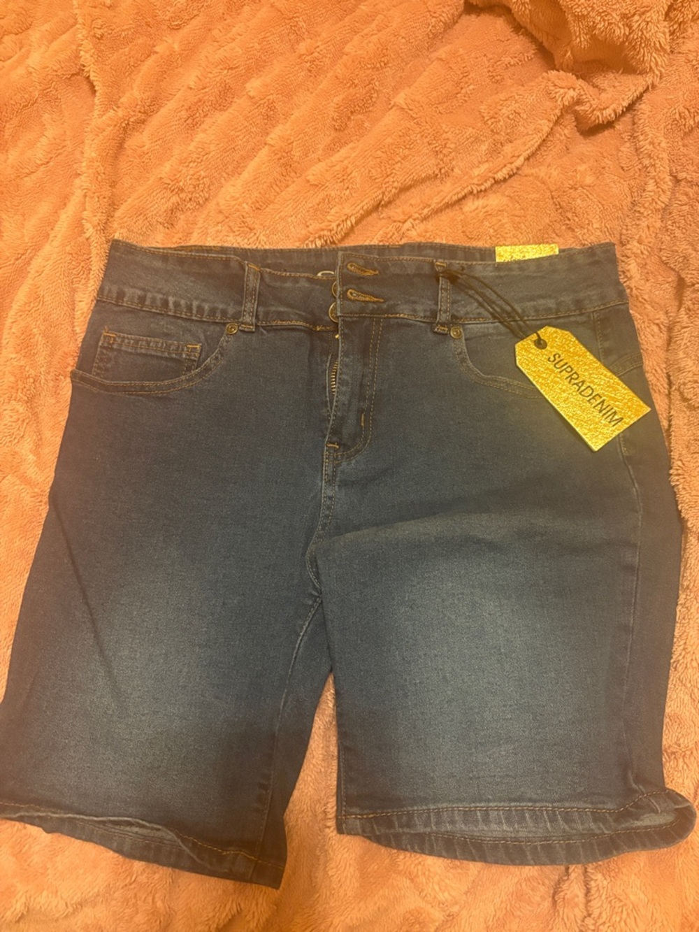 Women's Dark Blue High-Waist Denim Shorts